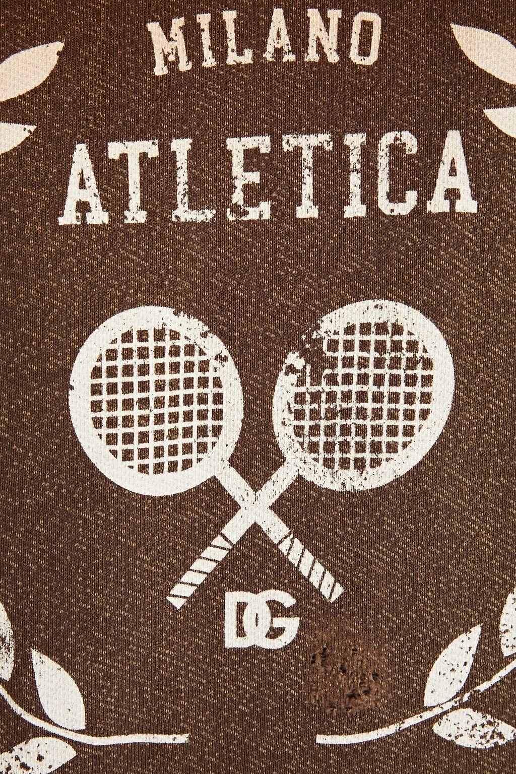 Dolce & Gabbana DOLCE&GABBANA Distressed logo-print French cotton-blend terry hoodie - Size: M Hoodies | Shop From The Mirage