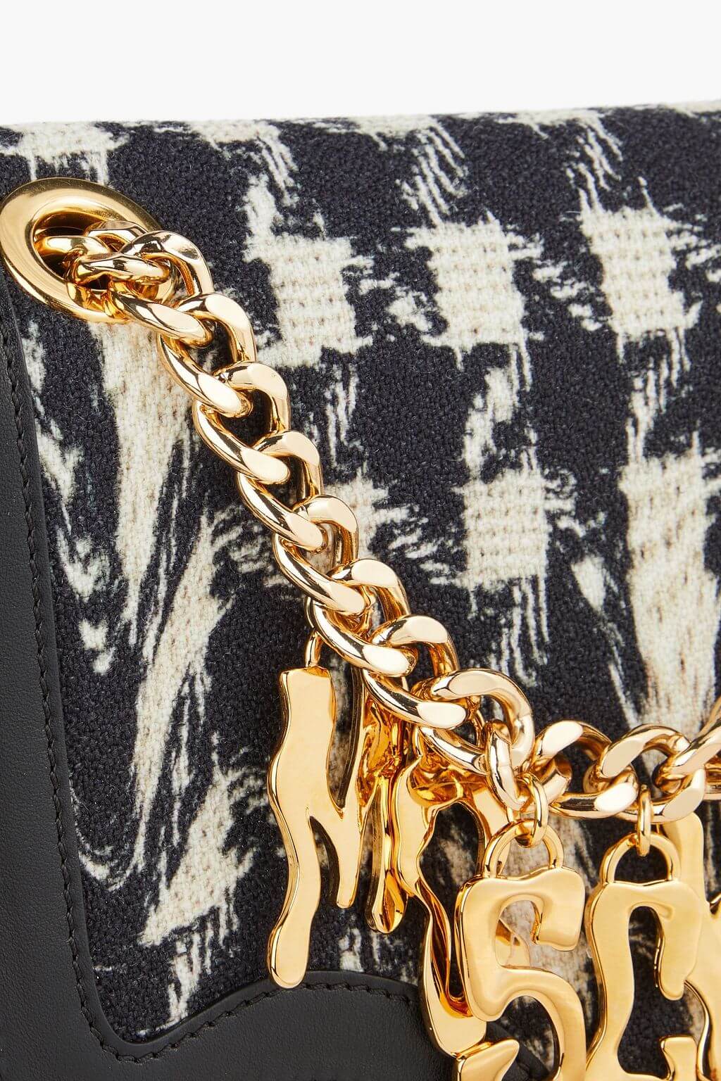 Moschino MOSCHINO Embellished houndstooth tweed shoulder bag - Bags | Shop From The Mirage