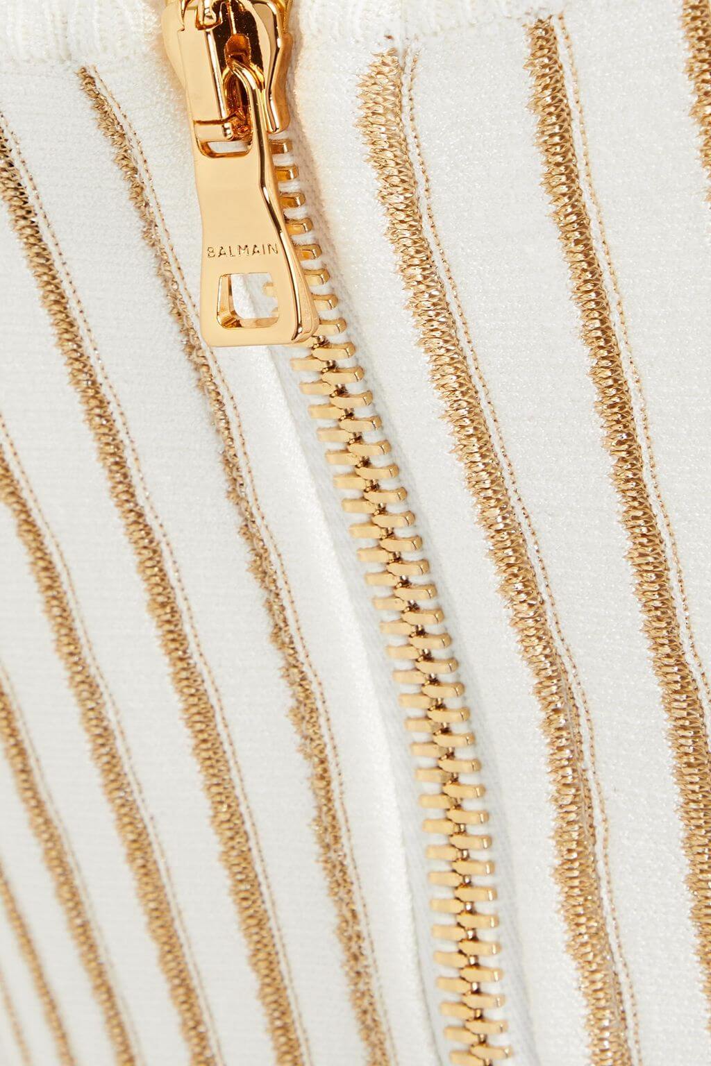 Balmain BALMAIN Cropped metallic ribbed-knit halterneck top - Size: XS T-Shirts | Shop From The Mirage