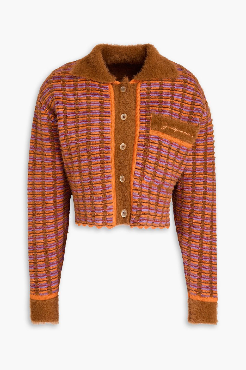 JACQUEMUS Striped open-knit cotton-blend cardigan