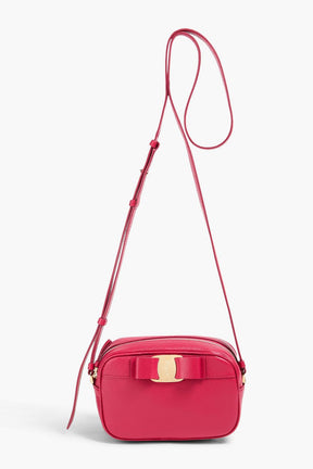 FERRAGAMO Vara bow-detailed pebbled-leather cross-body bag