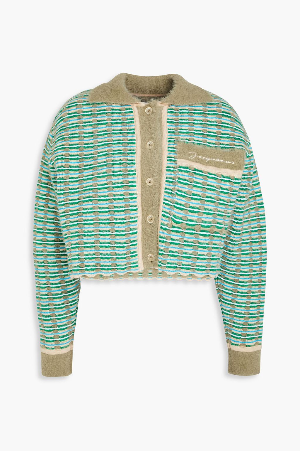 JACQUEMUS Striped open-knit cotton-blend cardigan