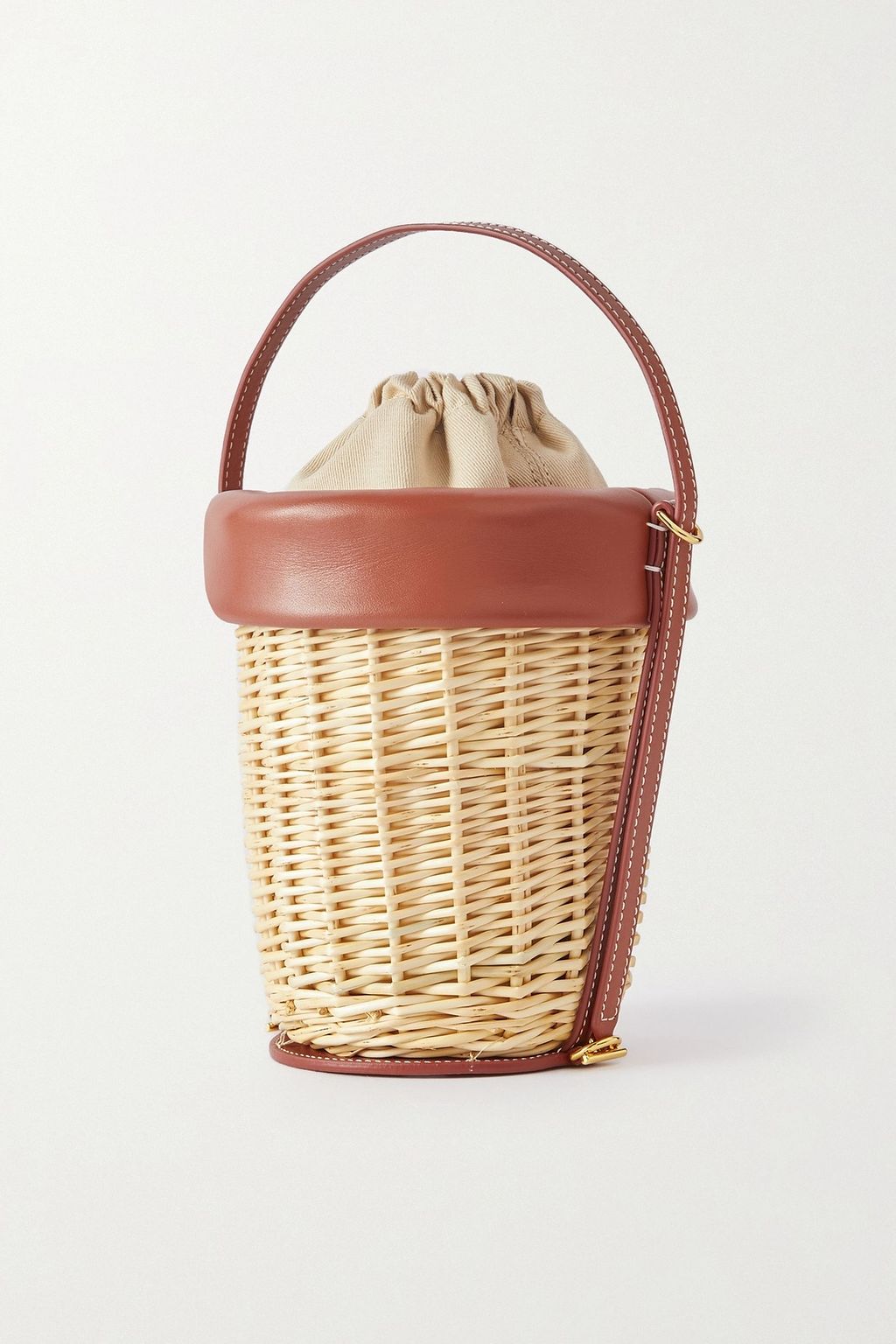 JACQUEMUS Le Panier leather-trimed raffia bucket bag