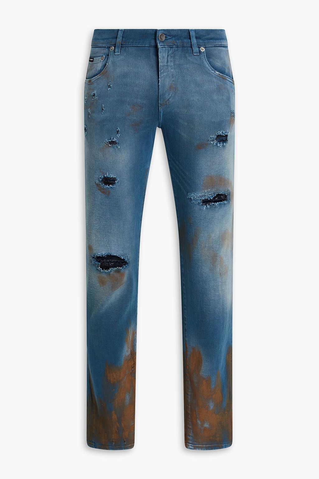 DOLCE&GABBANA Slim-fit distressed denim jeans