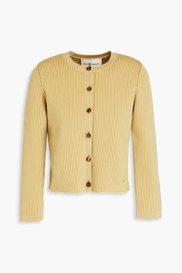 Tory Burch Cropped Striped Knitted Cardigan