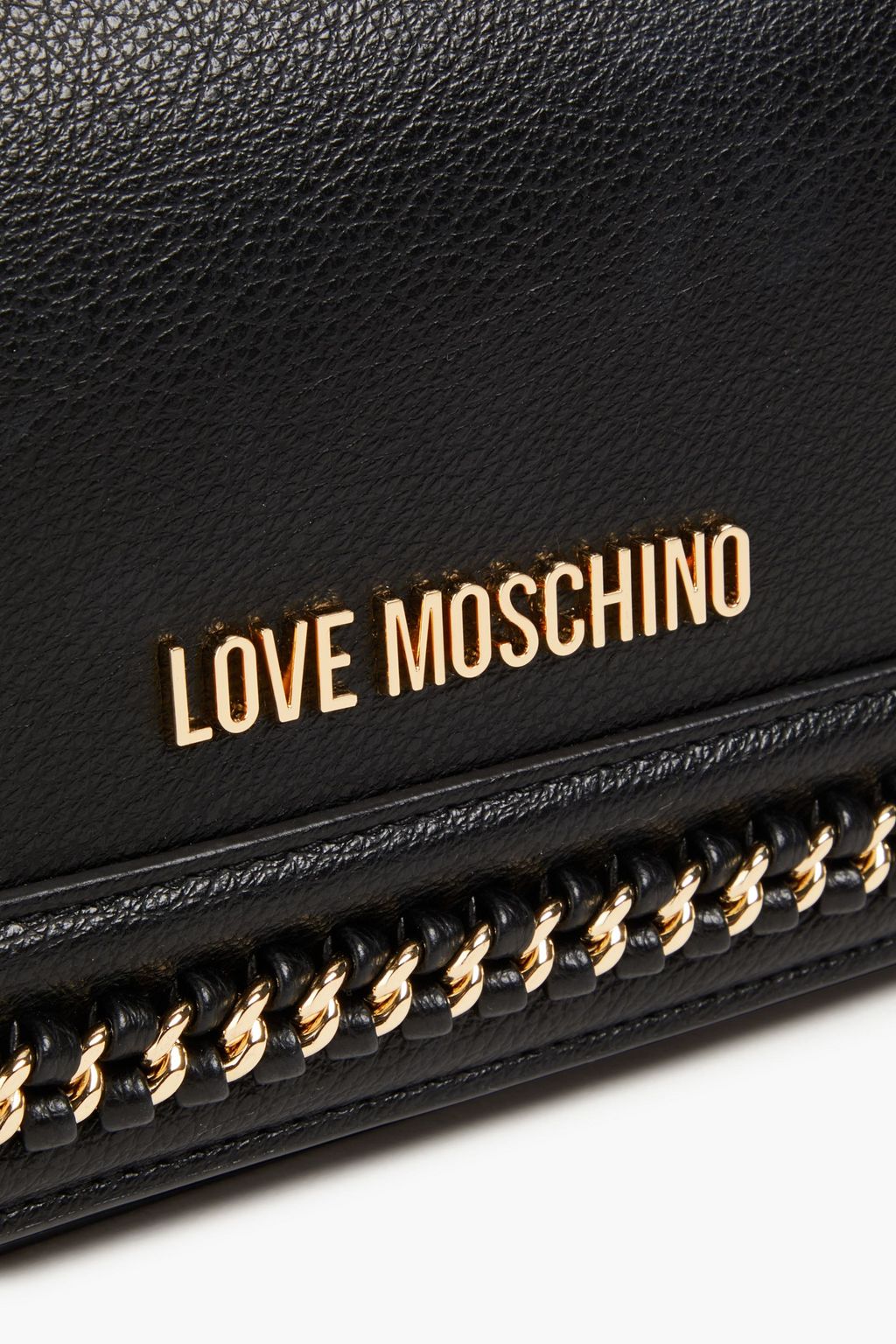 LOVE MOSCHINO Chain-embellished faux pebbled-leather cross-body bag