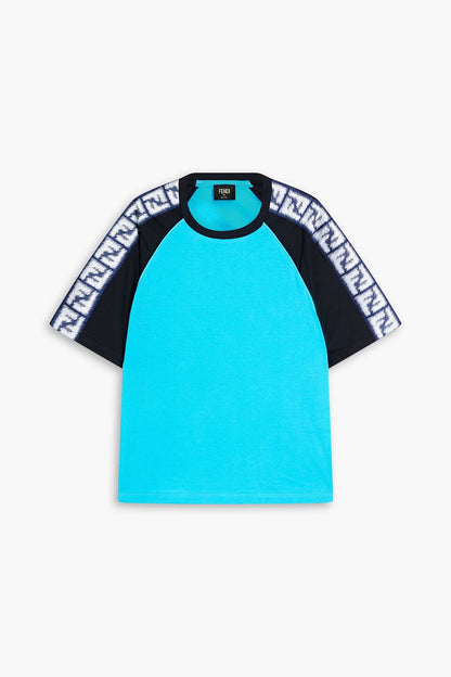 Fendi FENDI Two-tone cotton-jersey T-shirt - Size: M T-Shirts | Shop From The Mirage