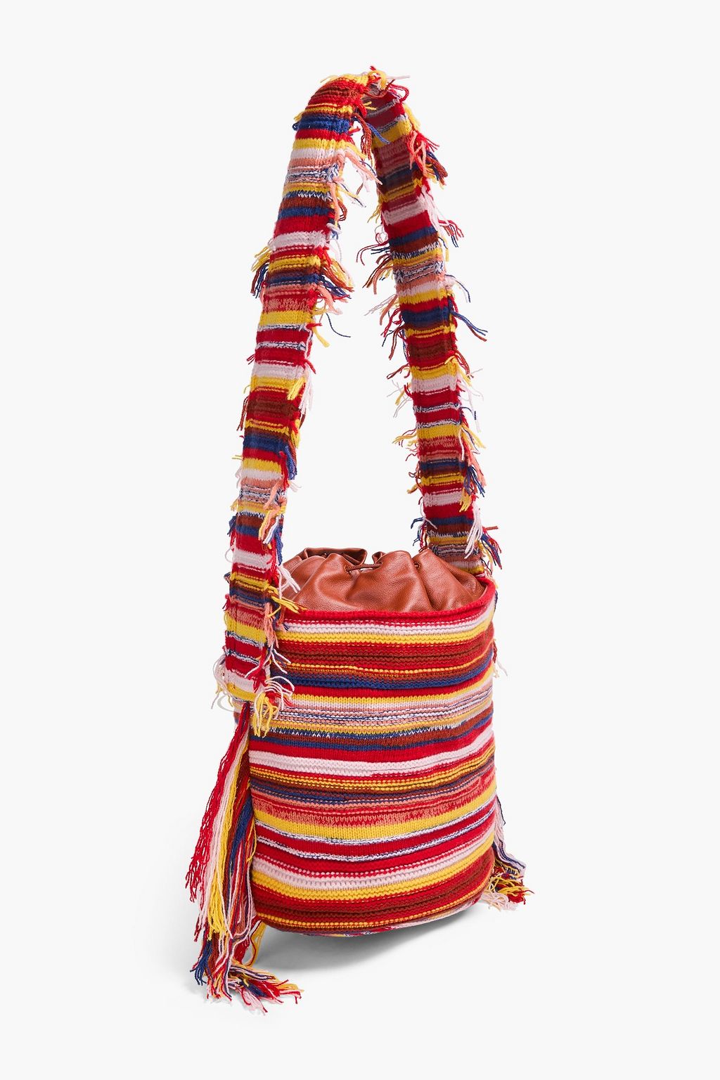 Jorge striped crochet bucket bag