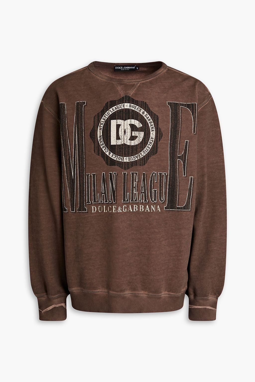 Dolce & Gabbana DOLCE&GABBANA Distressed bleached logo-print French cotton-terry sweatshirt - Size: M Sweatshirts | Shop From The Mirage