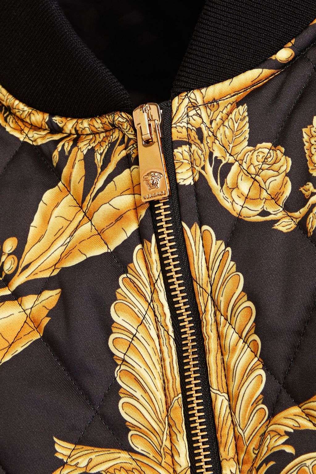 VERSACE Quilted printed satin-twill bomber jacket