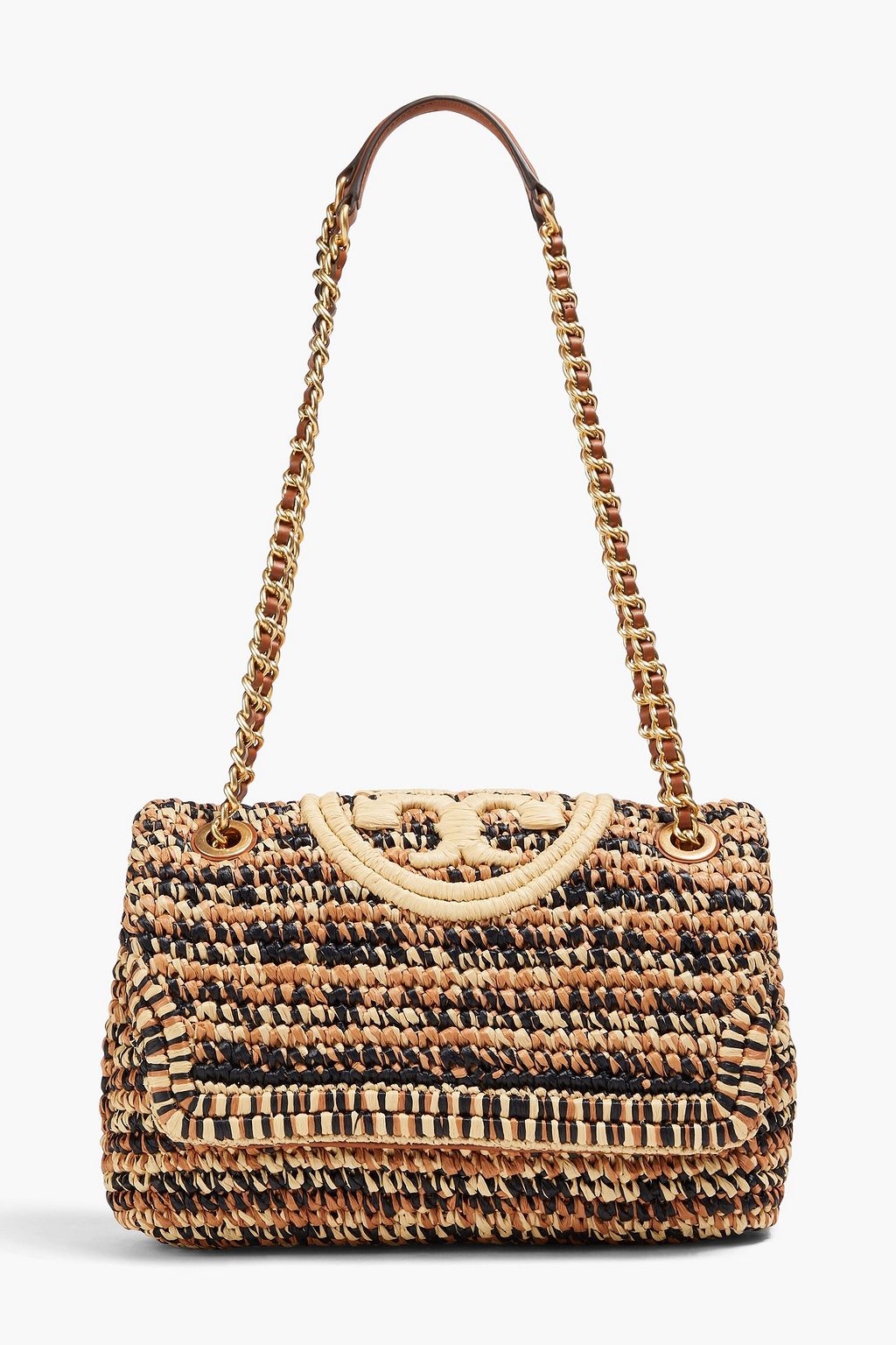 TORY BURCH Fleming braided straw shoulder bag