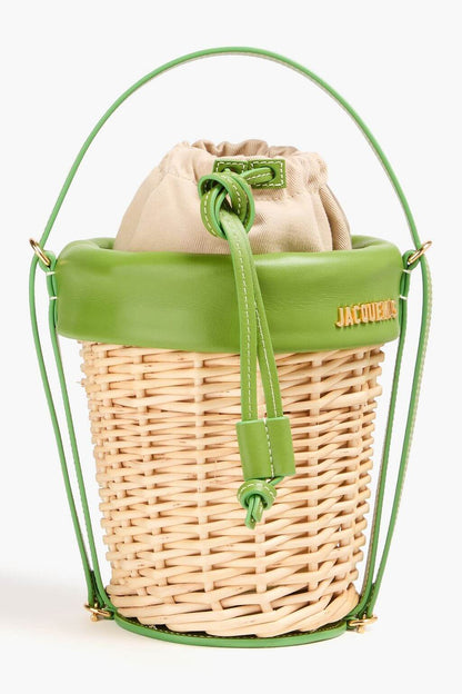 Jacquemus JACQUEMUS Le Panier leather-trimed raffia bucket bag - Bags | Shop From The Mirage