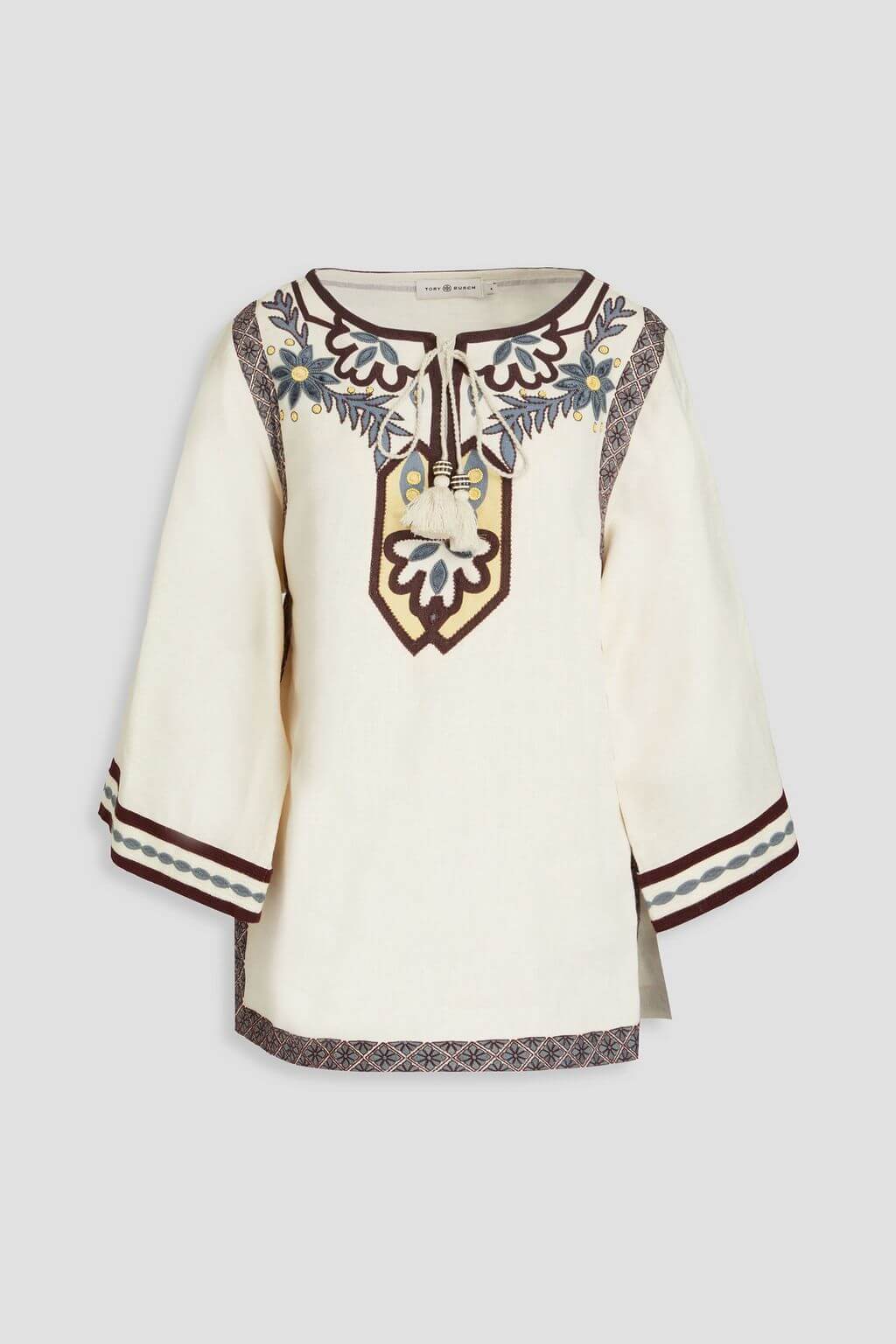 Tory Burch TORY BURCH Embroidered linen-canvas kaftan - Size: XXS T-Shirts | Shop From The Mirage