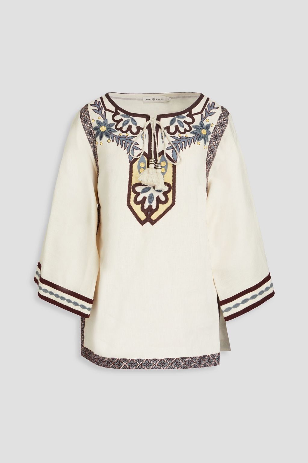 TORY BURCH Embroidered linen-canvas kaftan