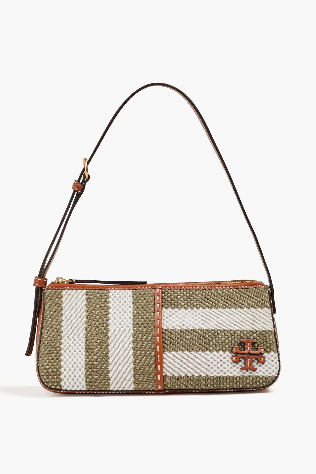 TORY BURCH Mcgraw striped tweed shoulder bag