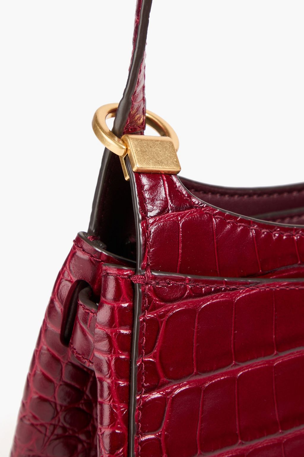 TORY BURCH Lee Radziwill croc-effect leather and suede cross-body bag