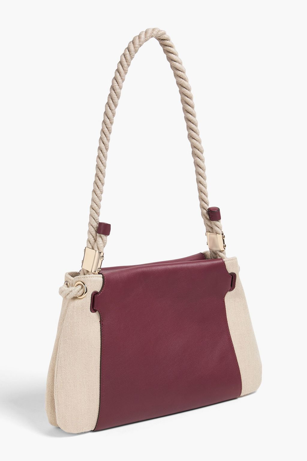 Key two-tone twill and leather shoulder bag