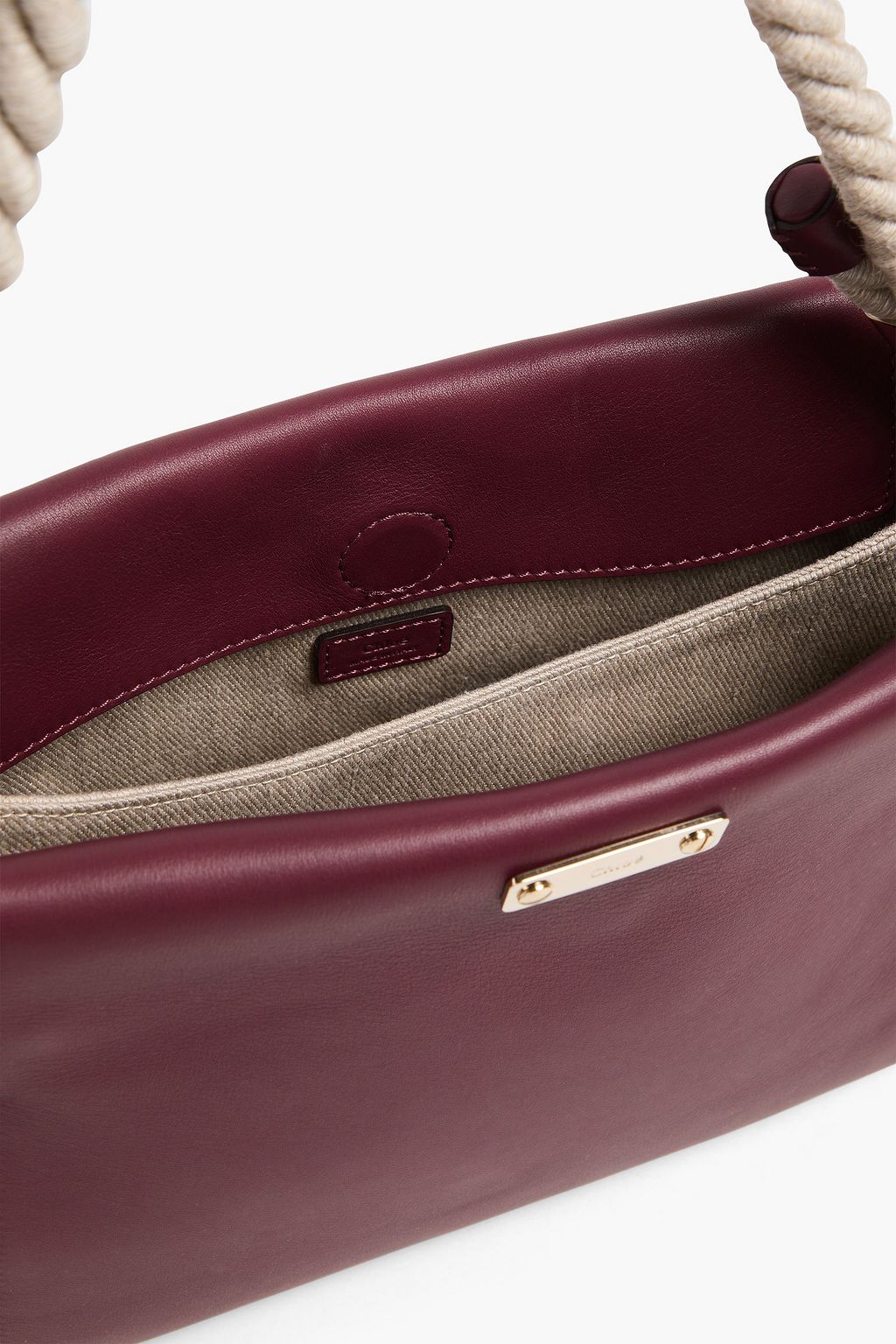 Key two-tone twill and leather shoulder bag