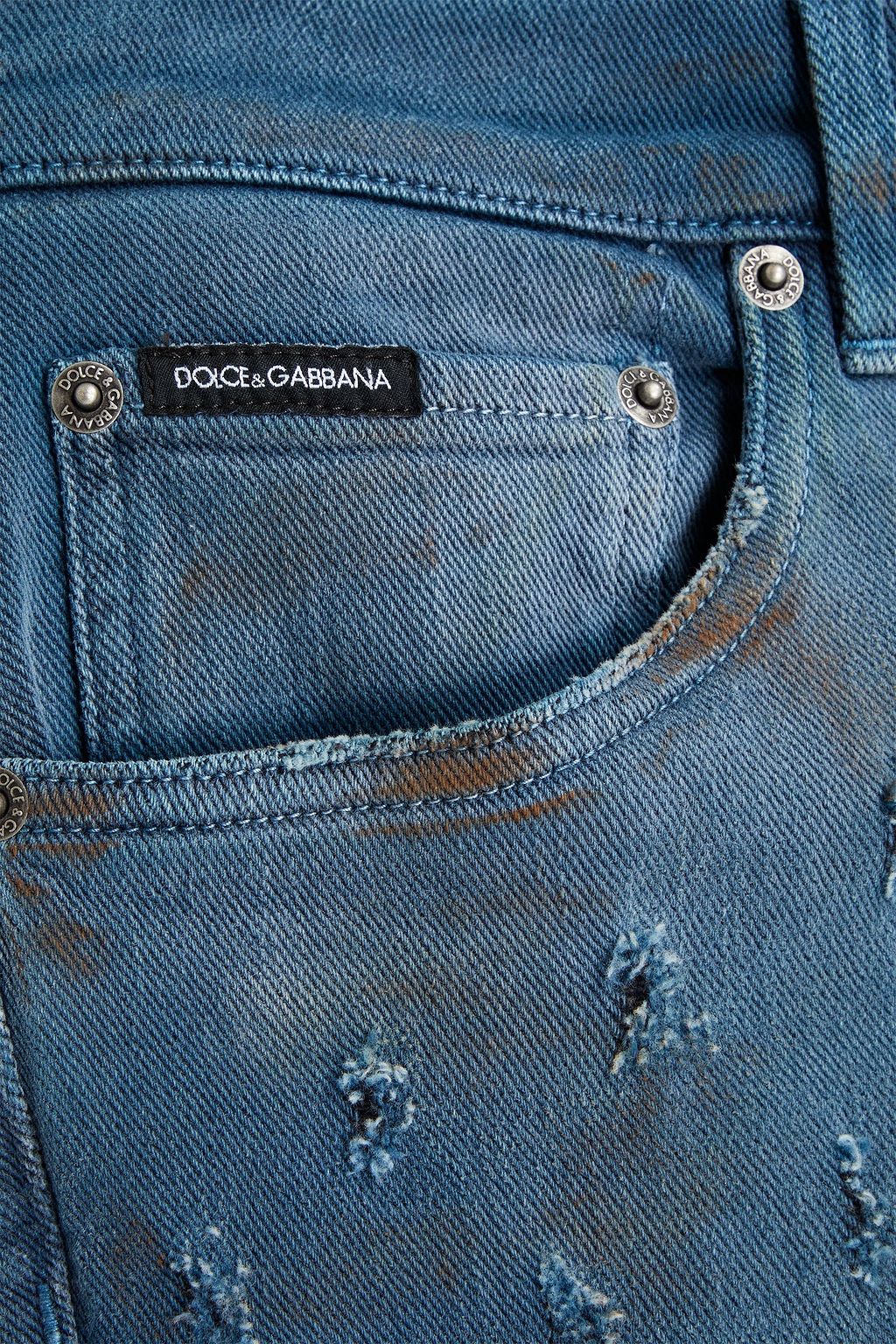 DOLCE&GABBANA Slim-fit distressed denim jeans