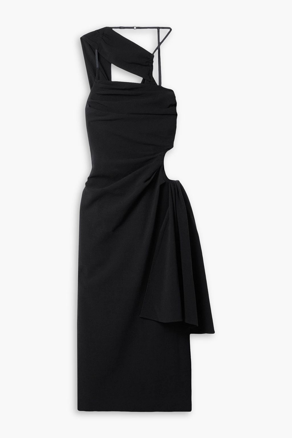 JACQUEMUS Cutout draped wool-blend crepe midi dress