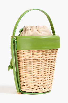 JACQUEMUS Le Panier leather-trimed raffia bucket bag