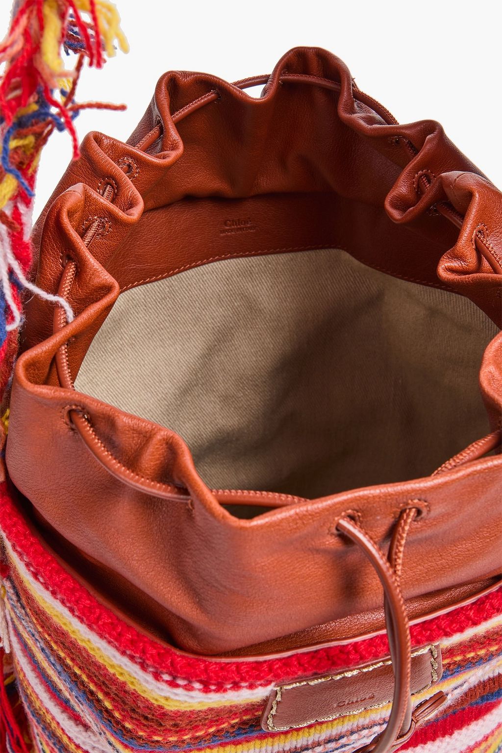 Jorge striped crochet bucket bag