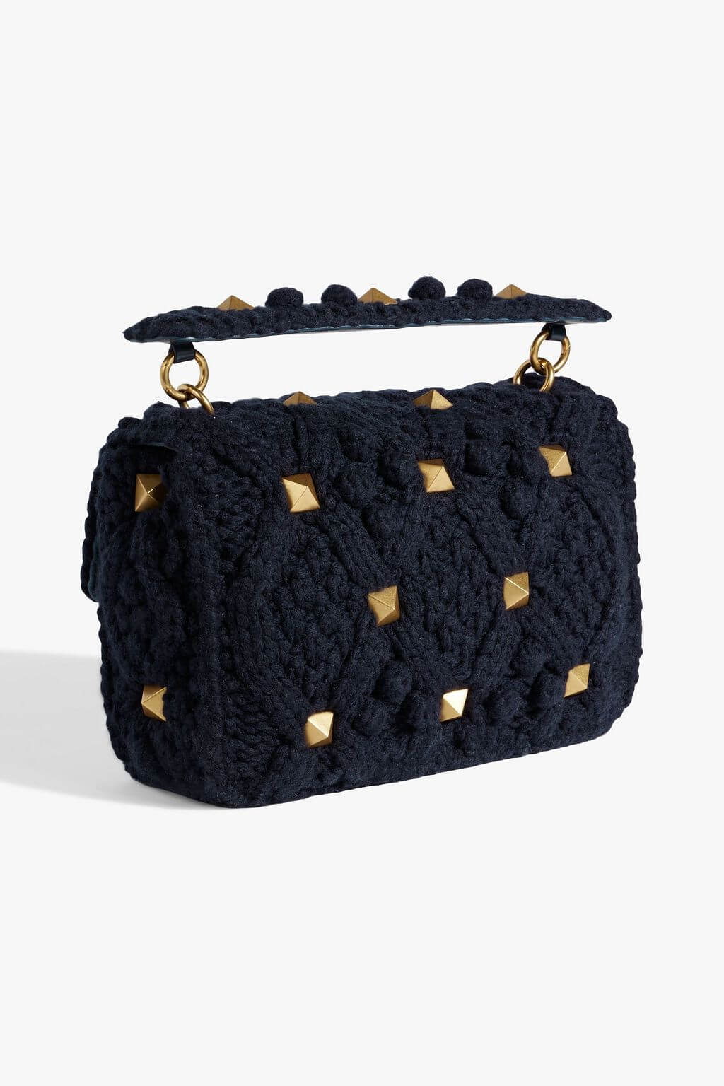 Valentino Garavani VALENTINO GARAVANI Roman Stud cable-knit shoulder bag - Bags | Shop From The Mirage