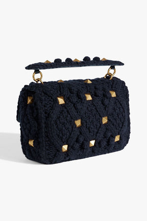 VALENTINO GARAVANI Roman Stud cable-knit shoulder bag