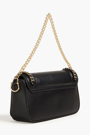 LOVE MOSCHINO Chain-embellished faux pebbled-leather cross-body bag