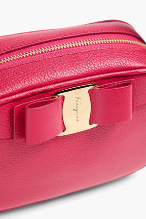 FERRAGAMO Vara bow-detailed pebbled-leather cross-body bag