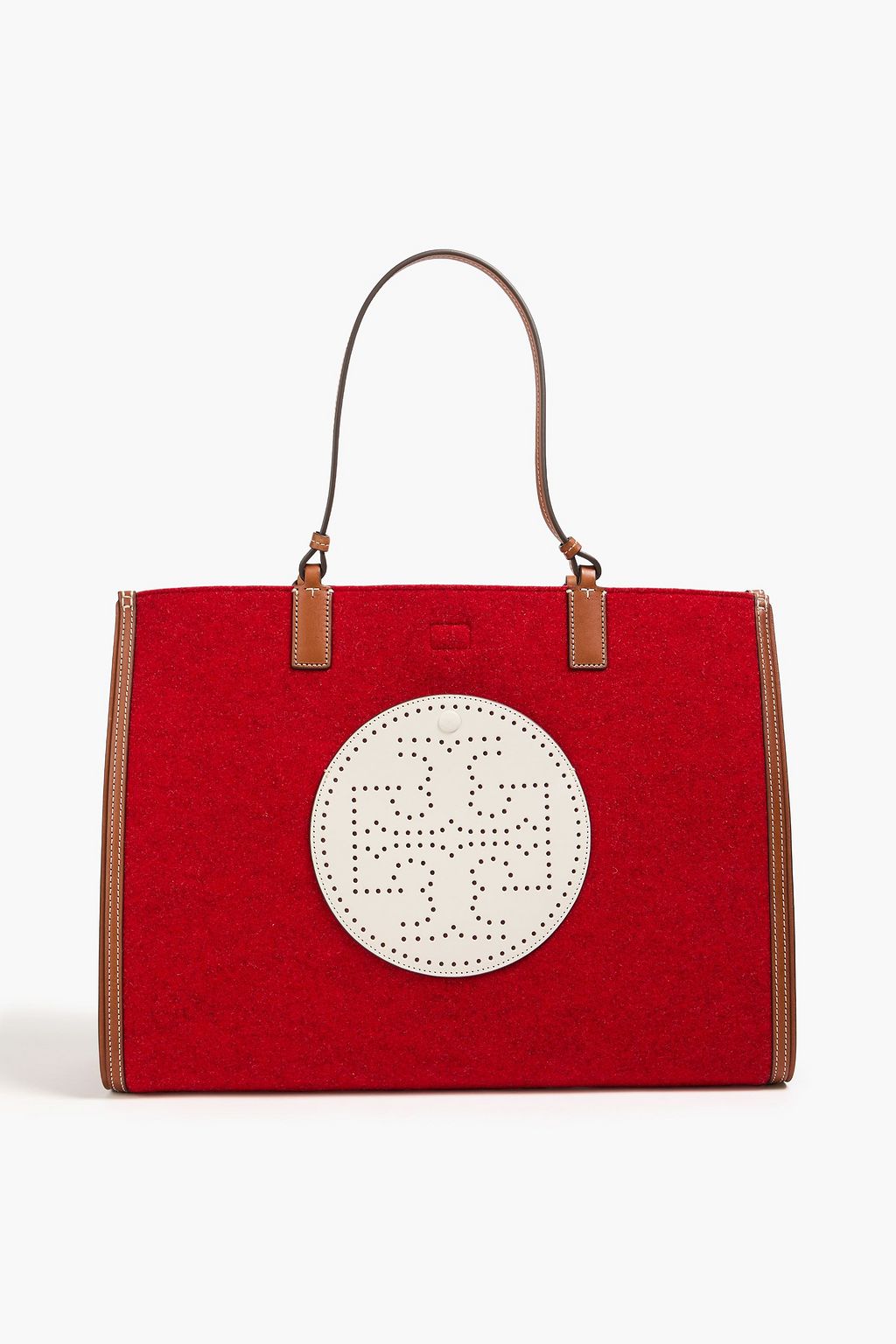 TORY BURCH Ella leather-trimmed felt tote