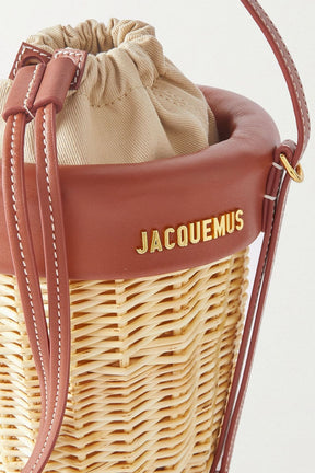 JACQUEMUS Le Panier Seau leather-trimmed wicker bucket bag