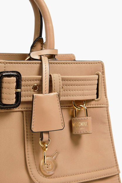 Moschino MOSCHINO Embellished leather-trimmed gabardine tote - Bags | Shop From The Mirage