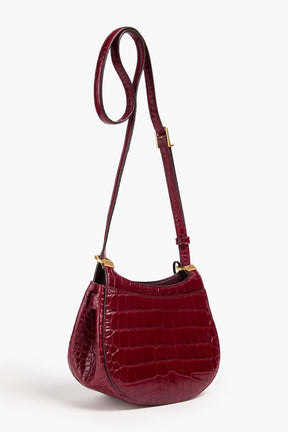 TORY BURCH Lee Radziwill croc-effect leather and suede cross-body bag