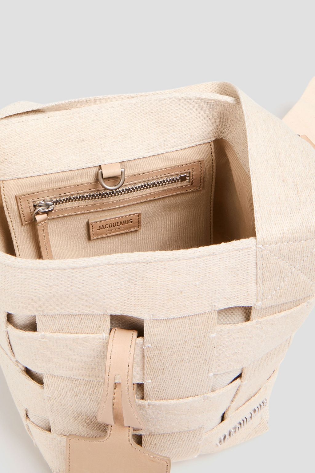 JACQUEMUS Le Seau woven grosgrain and canvas bucket bag