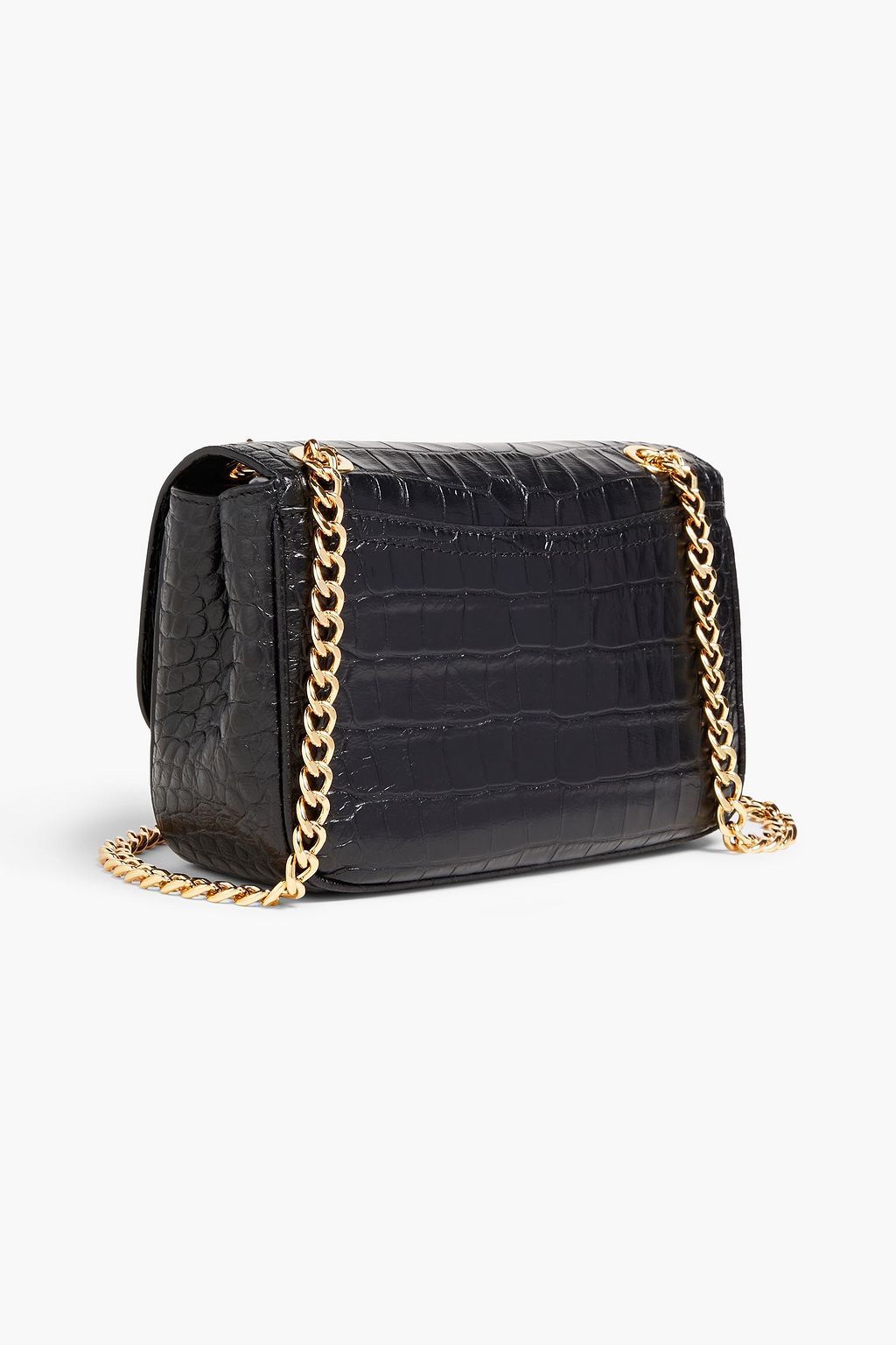 MOSCHINO Embellished croc-effect leather shoulder bag