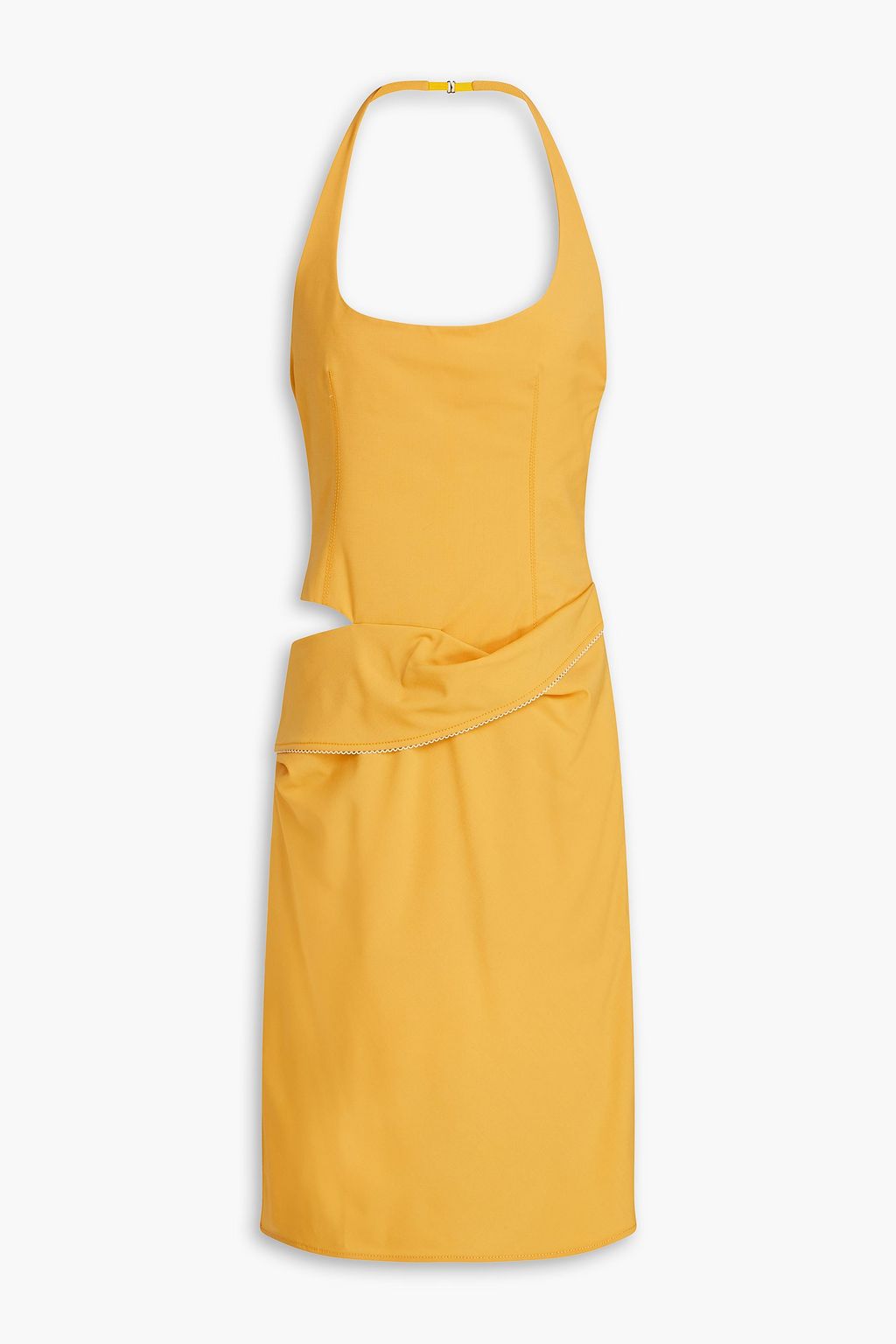 JACQUEMUS Hielo cutout draped wool-blend halterneck dress