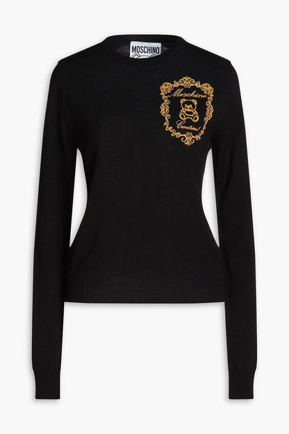 Moschino MOSCHINO Embroidered wool sweater - Size: S Sweatshirts | Shop From The Mirage