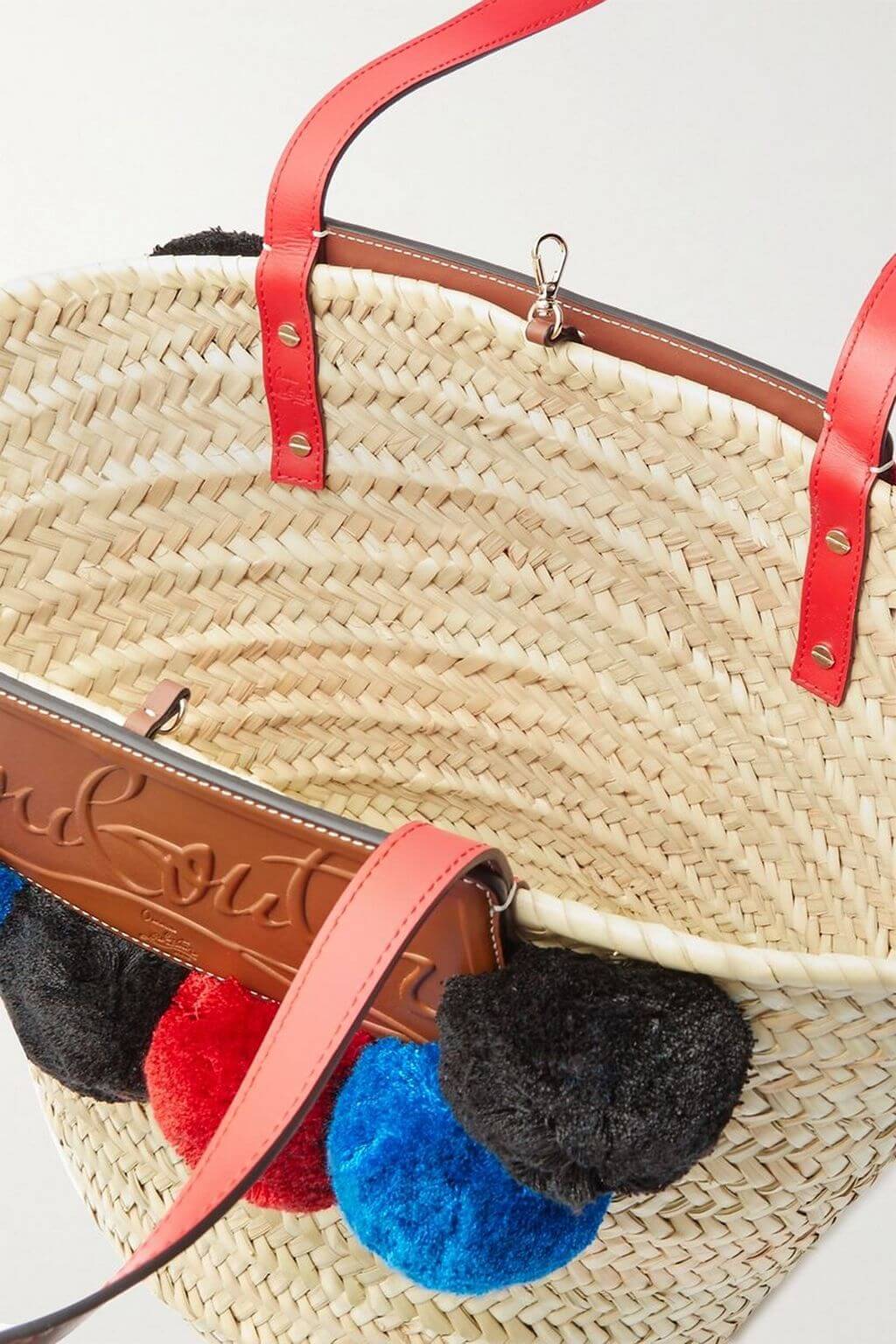 Christian Louboutin CHRISTIAN LOUBOUTIN Loubishore embellished woven straw and embossed leather tote - Bags | Shop From The Mirage
