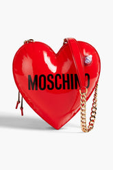 MOSCHINO Logo-print faux patent leather shoulder bag