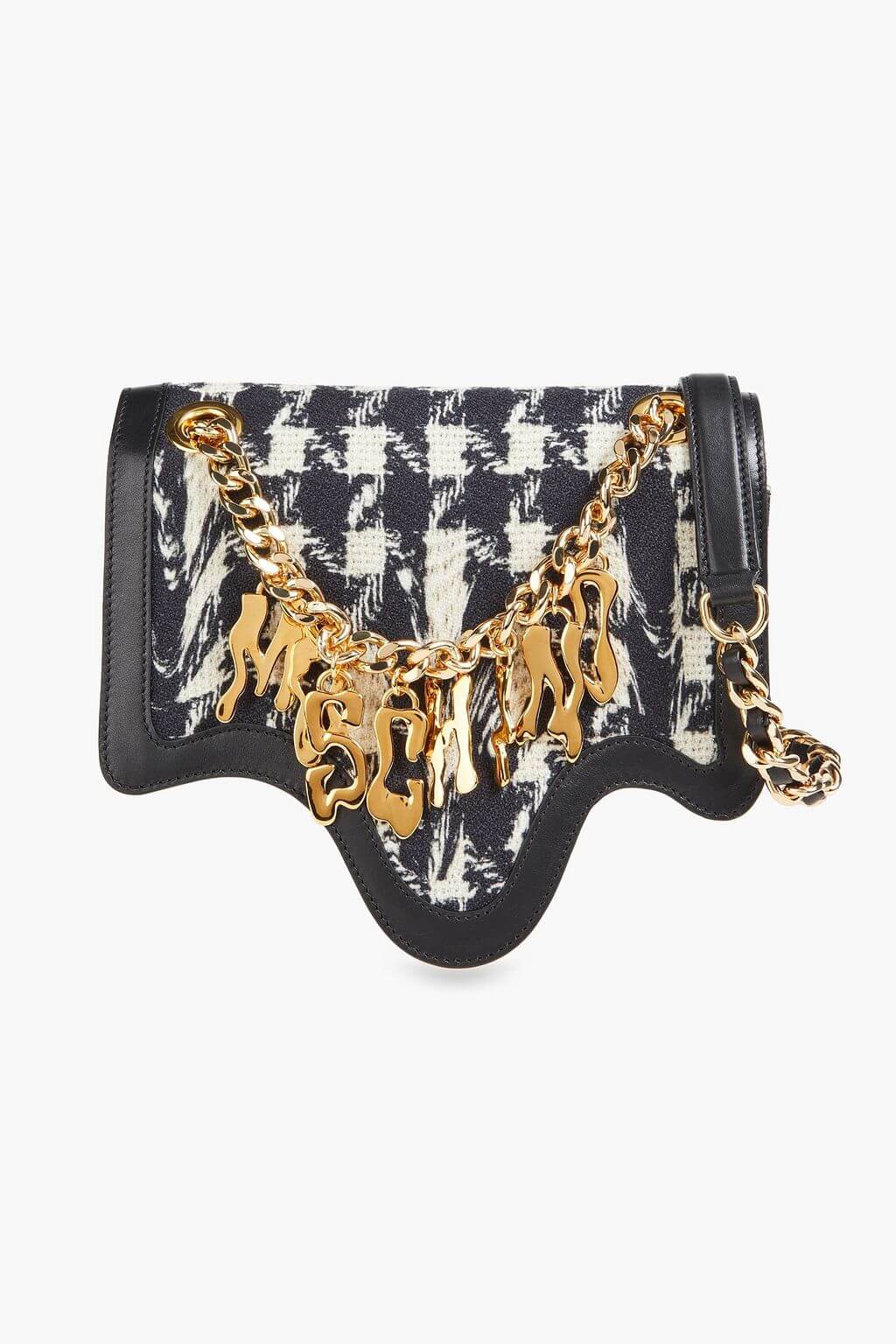 Moschino MOSCHINO Embellished houndstooth tweed shoulder bag - Bags | Shop From The Mirage