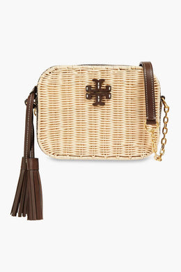 Tory Burch Tasseled Leather and Rattan Cross-Body Bag