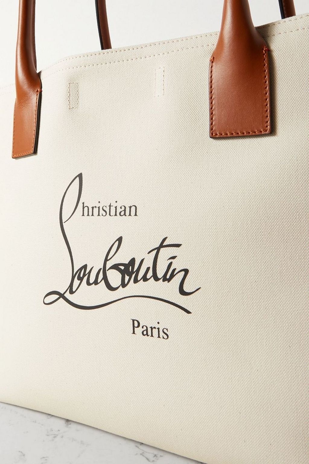 CHRISTIAN LOUBOUTIN Nastroloubi large leather-trimmed printed canvas tote