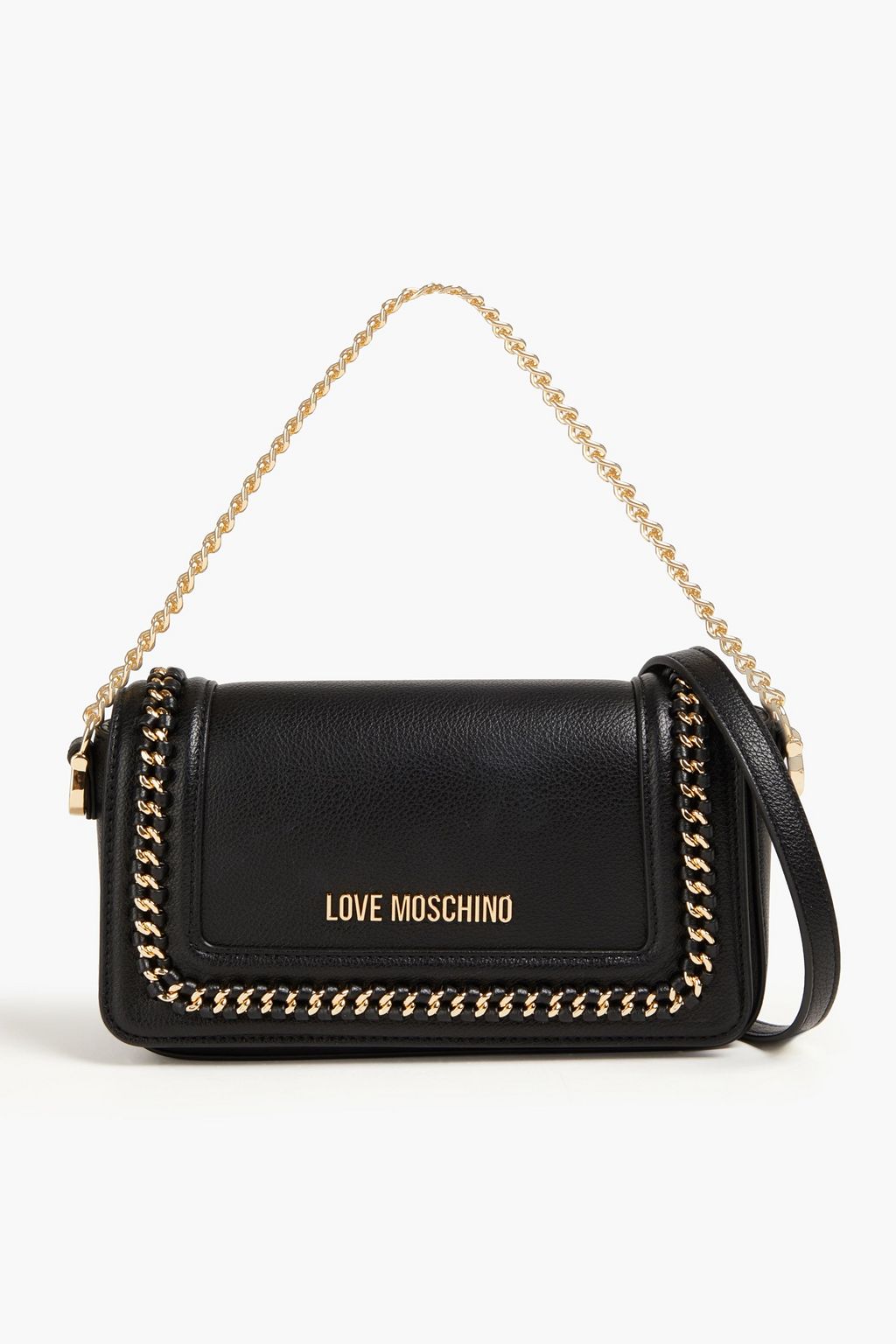 LOVE MOSCHINO Chain-embellished faux pebbled-leather cross-body bag