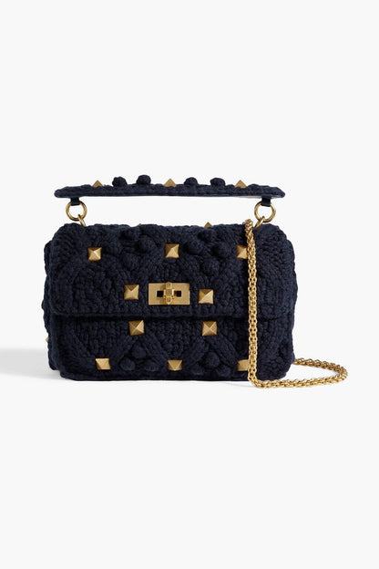 Valentino Garavani VALENTINO GARAVANI Roman Stud cable-knit shoulder bag - Bags | Shop From The Mirage