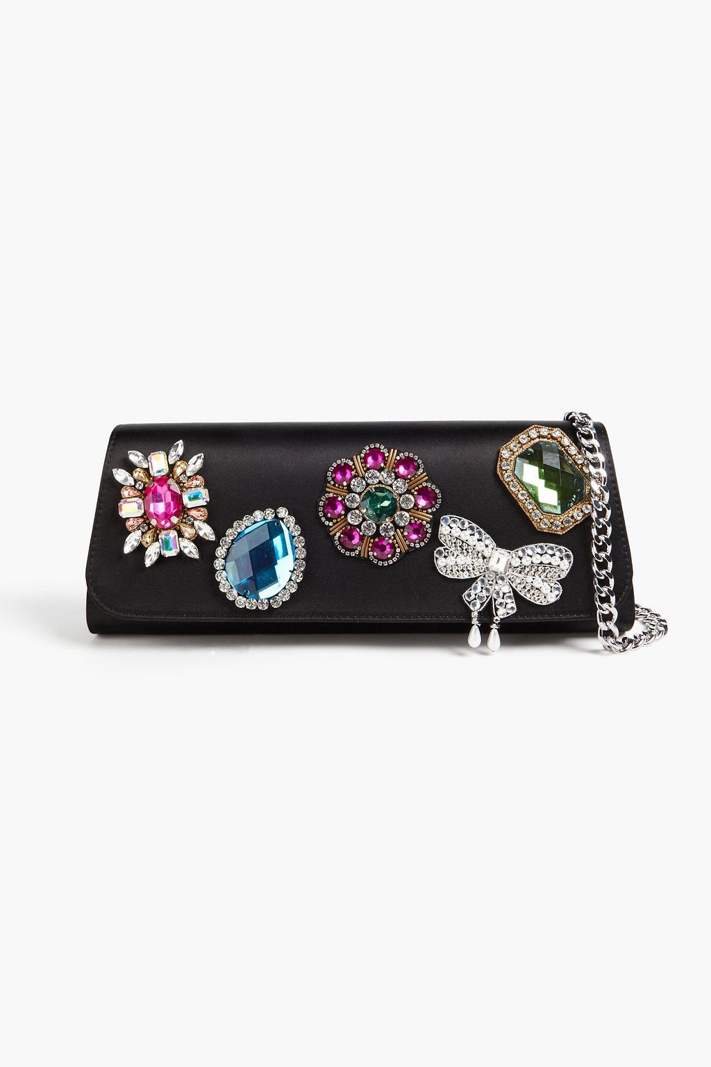 MOSCHINO Embellished satin clutch