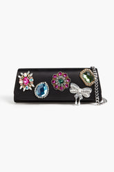 MOSCHINO Embellished satin clutch