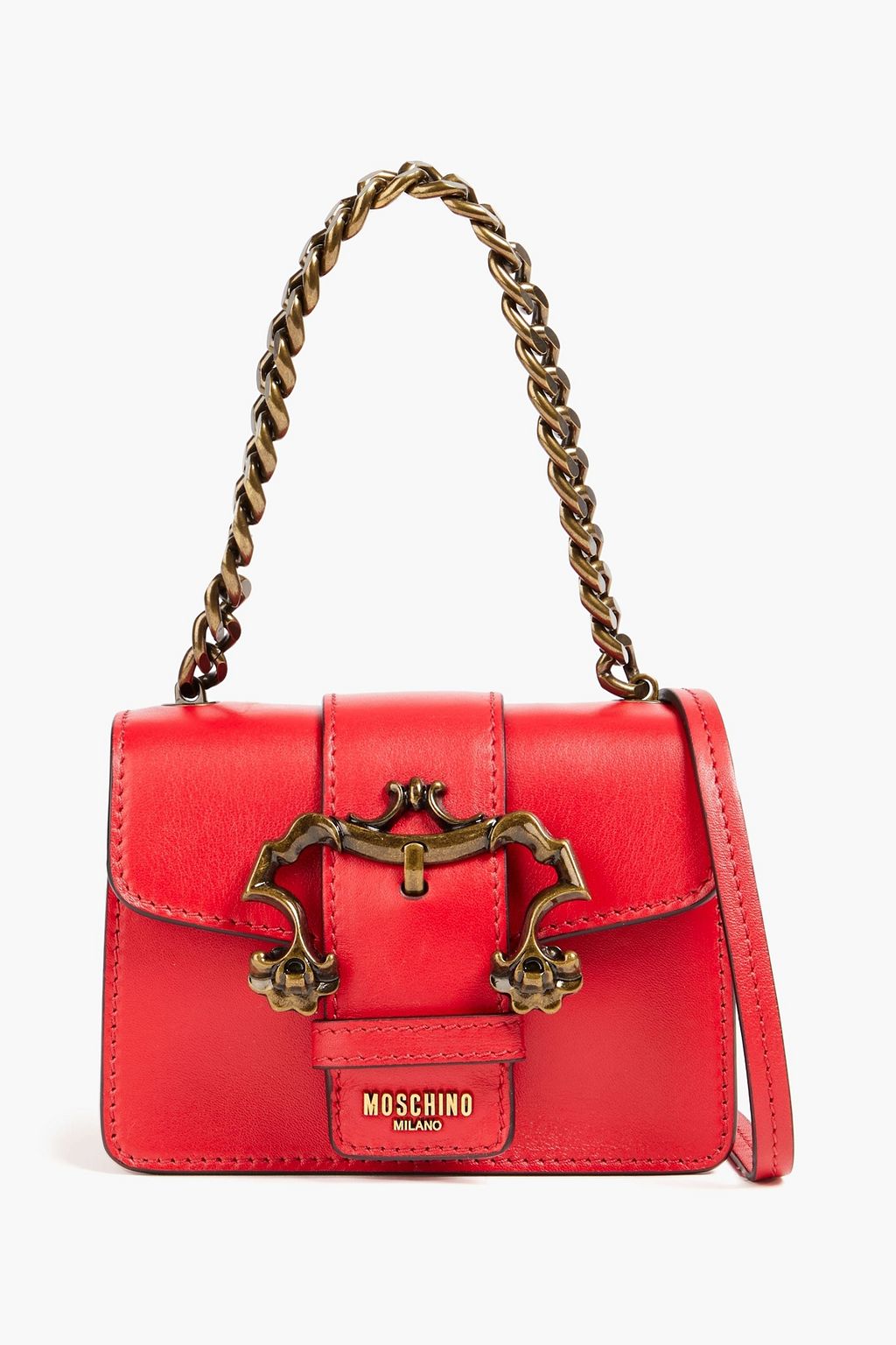 MOSCHINO Buckle-embellished leather shoulder bag