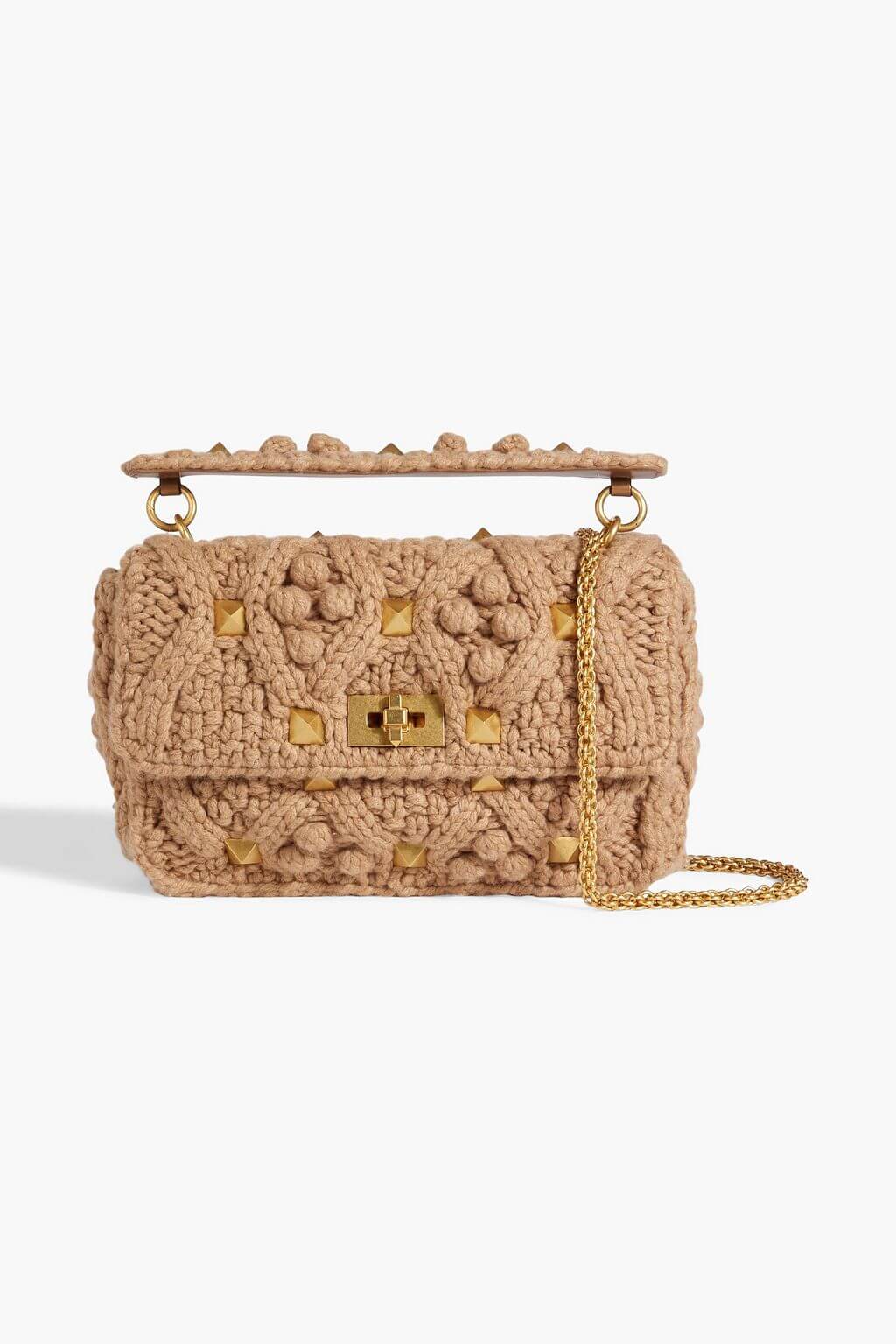 Valentino Garavani VALENTINO GARAVANI Roman Stud cable-knit shoulder bag - Bags | Shop From The Mirage