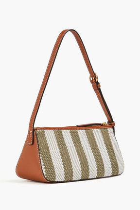 TORY BURCH Mcgraw striped tweed shoulder bag